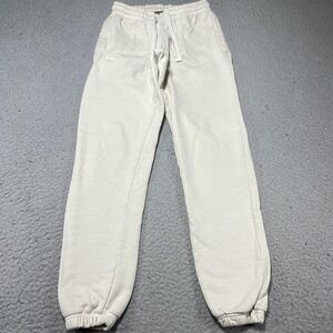 Talentless Jogger Pants Mens XS White Fleece Drawstring Sweatpants Elastic Cuff